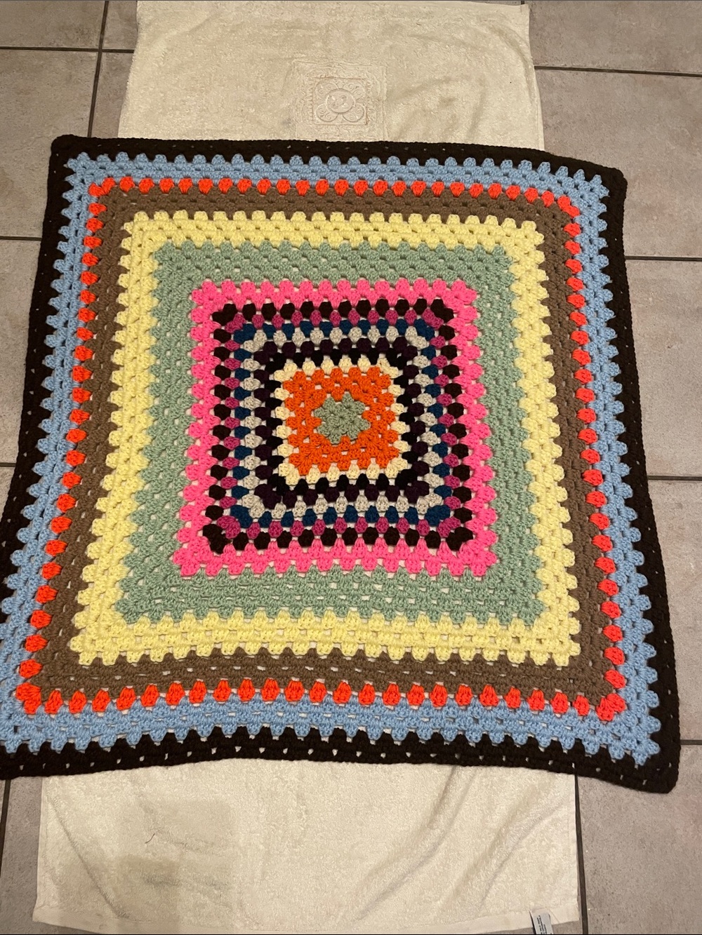 Handmade Multicolor Crochet Granny Square Throw Blanket